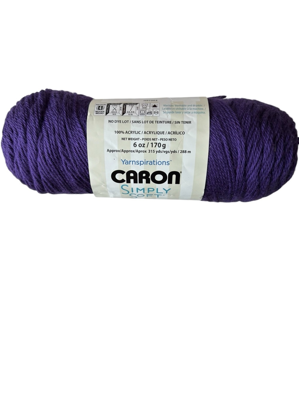 Caron Simply Soft Yarn GRAPE Purple 6oz 315yd Skein New Acrylic No Dye Lot